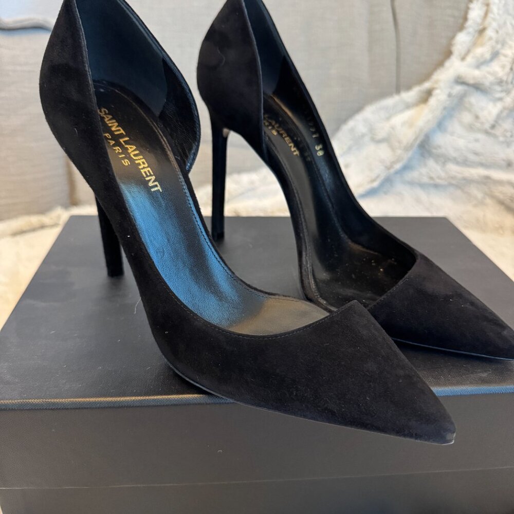 Saint Laurent Anja 105mm D'Orsay Heel Size 38 Suede - Picture 8 of 13
